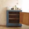 buffet parisien bleu bois, 1 porte, 2 étagères, buffet vintage, buffet rétro