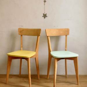 Chaises pieds compas vintage