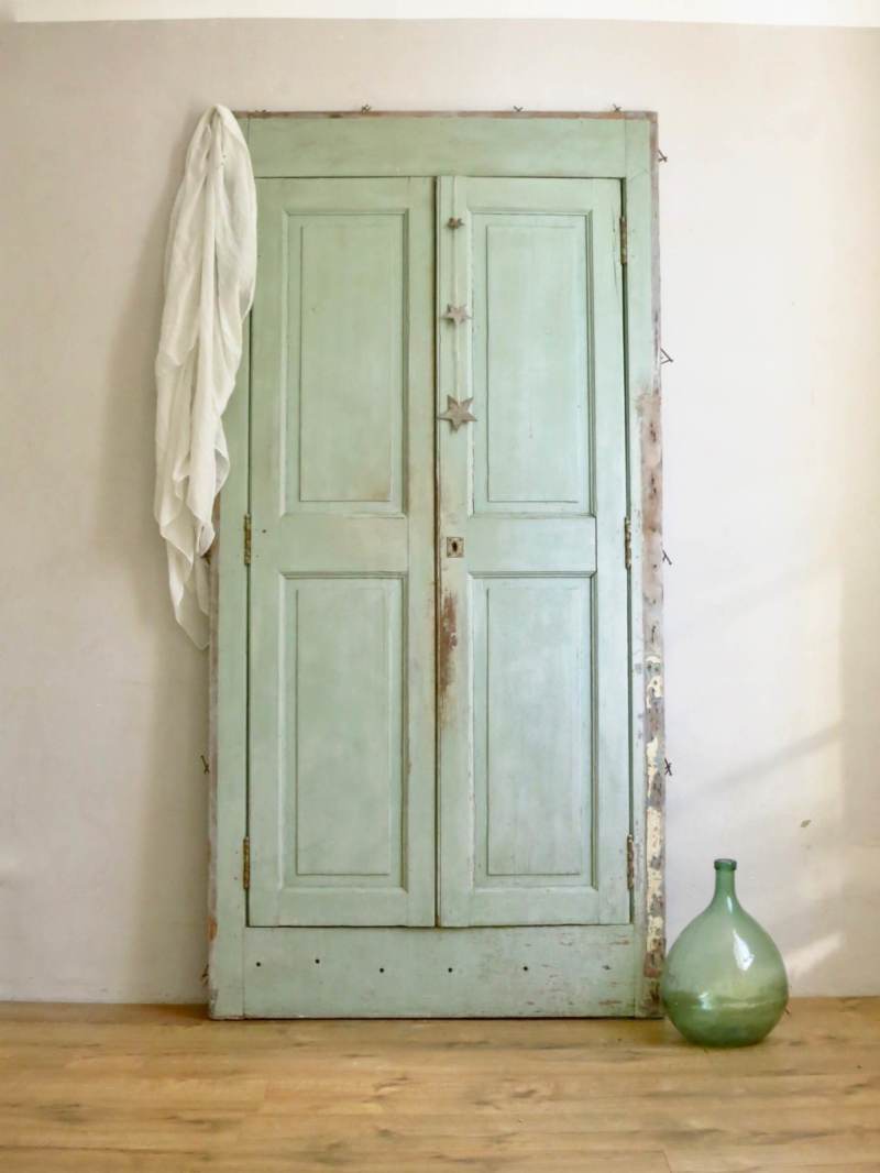 Porte ancienne vert minth