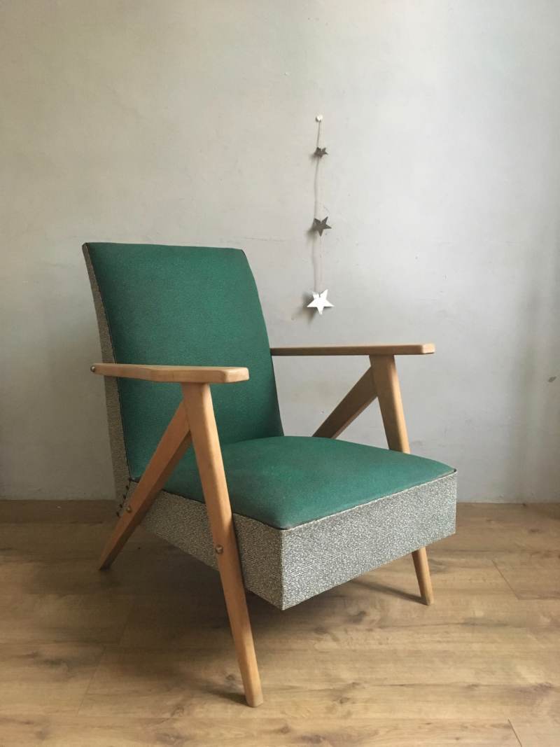 Ancien fauteuil pieds compas vintage des années 50/60