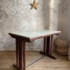 Table bistrot plateau verre opaline