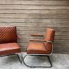 Fauteuil vintage cuire et metal