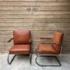 Fauteuil vintage cuire et metal